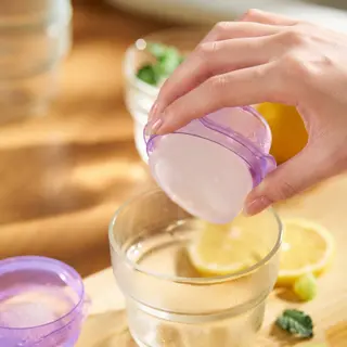 OLIVTRAST/PRUTA glass,food container x3, clear glass + lilac, 29 cl