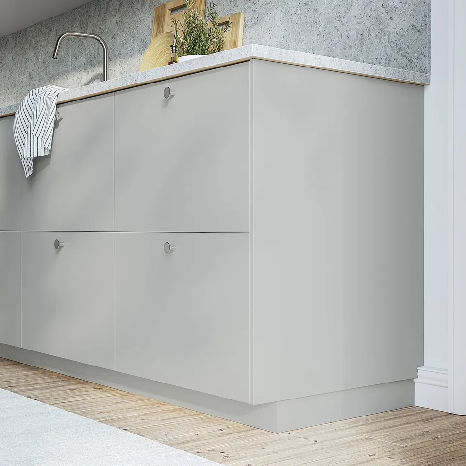 HAVSTORP: light grey kitchen cabinet, smooth, rectangular, fits large spaces.