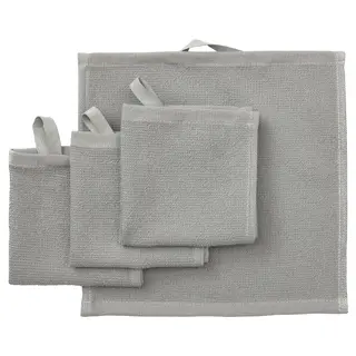 LUDDVIAL washcloth, grey, 25x25 cm