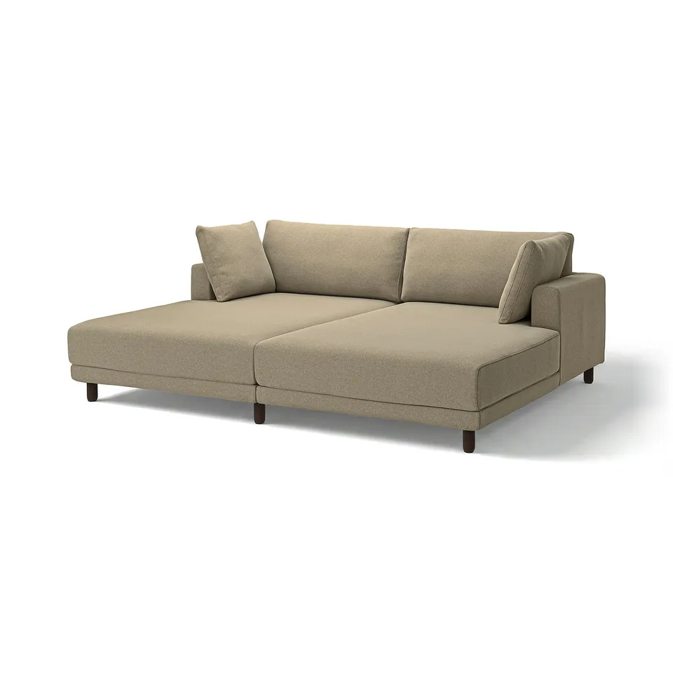 Modern UPPÅKRA sectional sofa, beige, soft fabric, l-shape design, comfortable cushions.