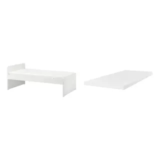 SLÄKT/ÅRBERGET set: bed frame with slatted bed base + natural latex mattress, white + medium firm white, 90x200 cm