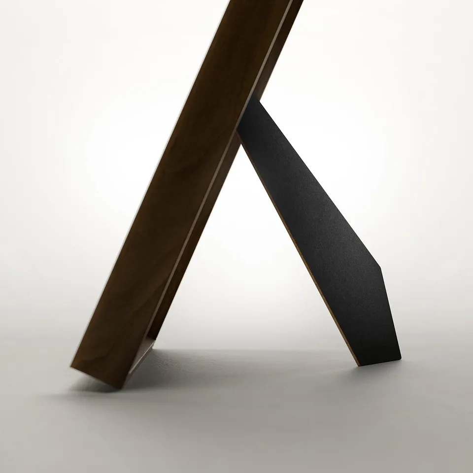 Minimalist photo frame, black/brown, versatile display.