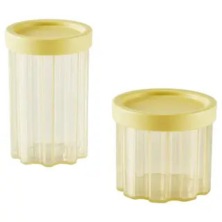 SPJUTLILJA jar with lid, set of 2, light yellow