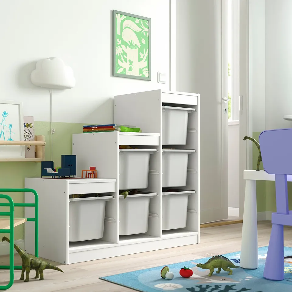 Kids room with TROFAST storage, bright & organised.
