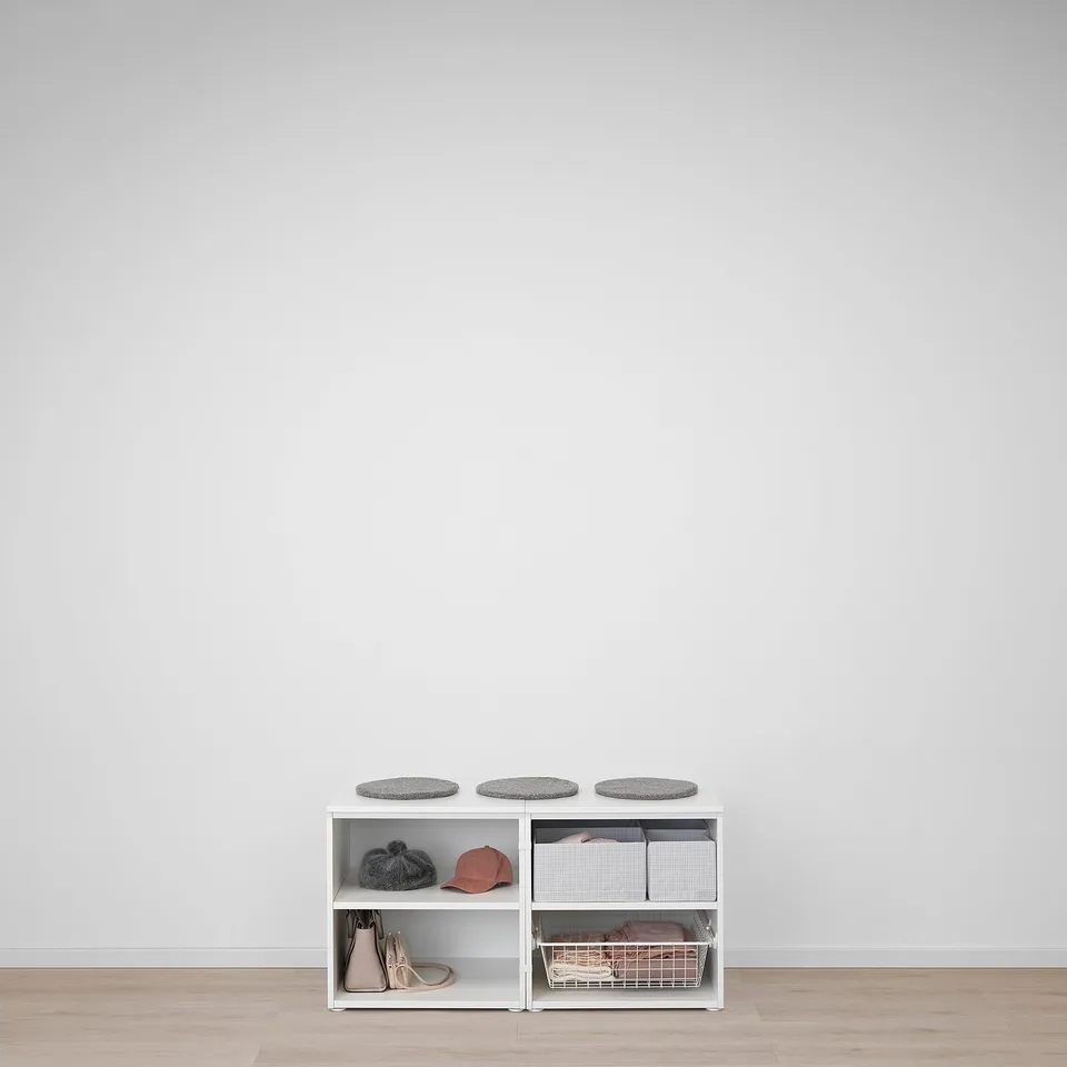 PLATSA storage & bench with cushions, entryway organisation.