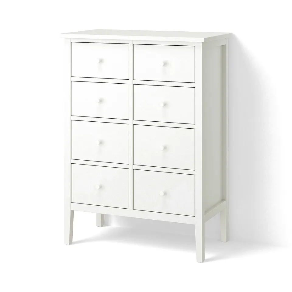 GULLABERG Chest of 8 drawers, white/anchor/unlock-function, 89x48x122 cm
