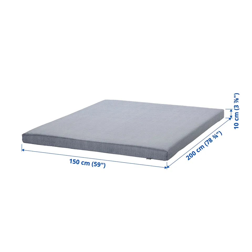 ÅGOTNES: grey foam mattress, 200x150 cm, 10 cm high, rectangular.