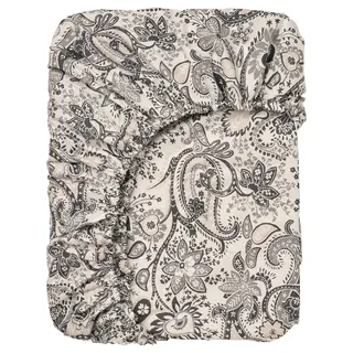 RODGERSIA fitted sheet, grey/white, 150x200 cm