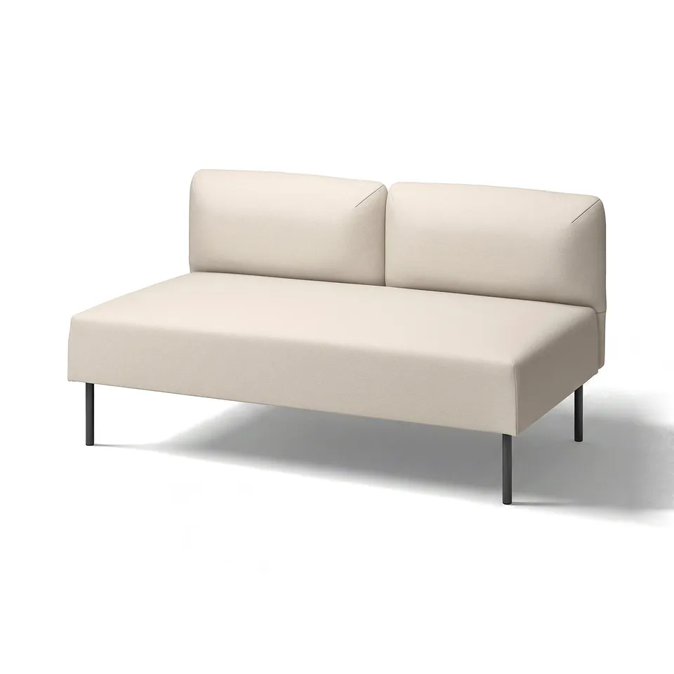 A LILLEHEM modular sofa in beige with a minimalist design, featuring a smooth fabric cover and metal legs.