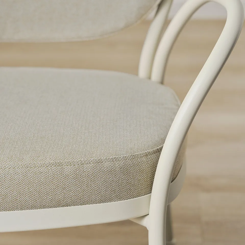 ISMANTORP Armchair, metal light grey-beige/Tibbleby light beige