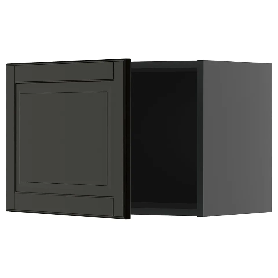 A dark green METOD kitchen wall cabinet with a bevelled door, featuring a modern design.