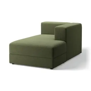 JÄTTEBO chaise longue module, right, with armrest/Samsala dark yellow-green, Width 95 x Depth 160 x Height 71 cm