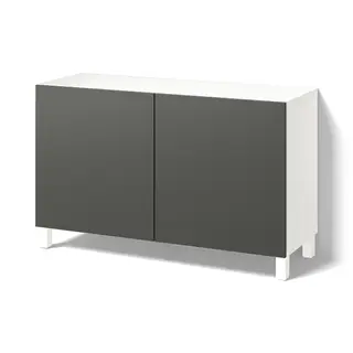 BESTÅ storage combination with doors, white/Lappviken/Stubbarp dark grey, 120x42x74 cm