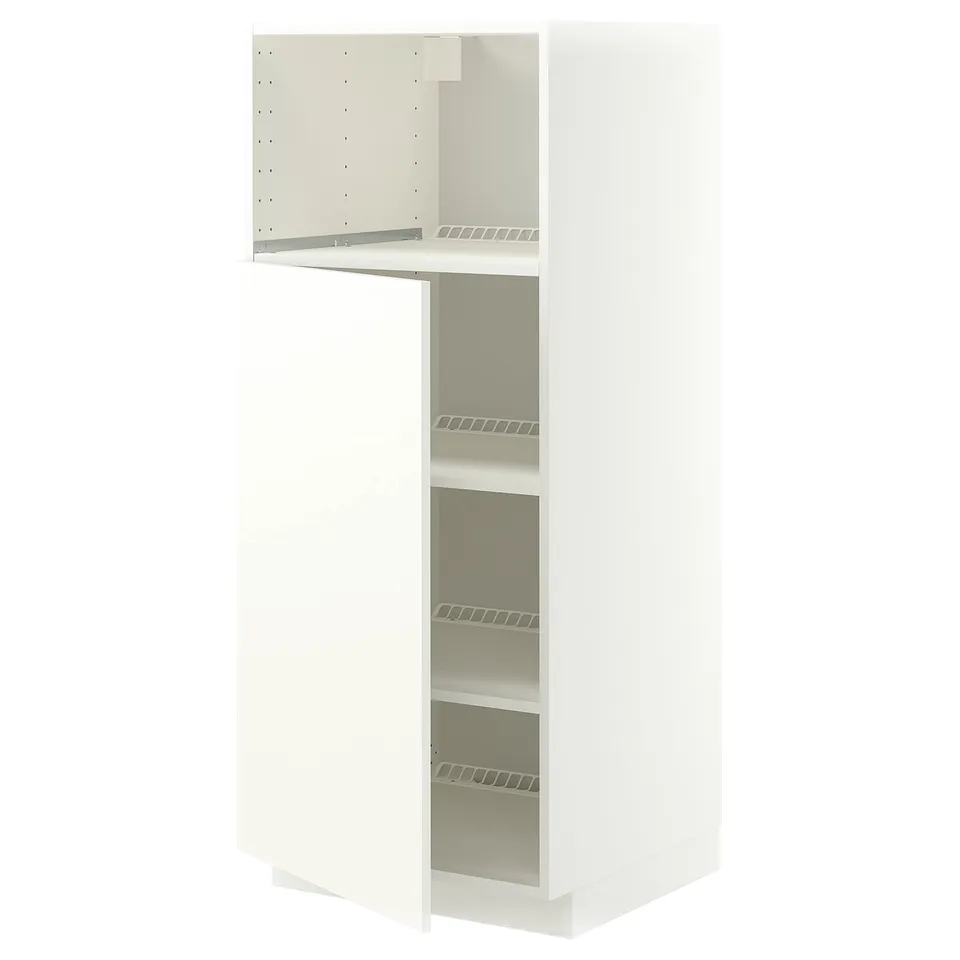 METOD High cabinet f built-in appliances, white/Vallstena white, 60x60x140 cm
