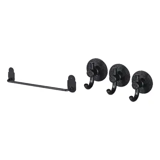 VALASJÖN set: towel rail, self-adhesive + hook, self-adhesive, Depth 5 x Length 42 x Height 9 cm