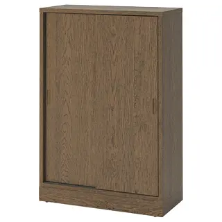 TONSTAD cabinet with sliding doors, brown stained oak veneer, 82x37x120 cm