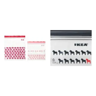 ISTAD set: resealable bag x2, patterned red/pink + black, 2.5/1.2 l