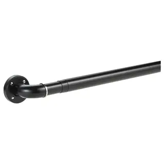 PRAKTSTENÖRT curtain rod set, black, 120-210 cm 28 mm