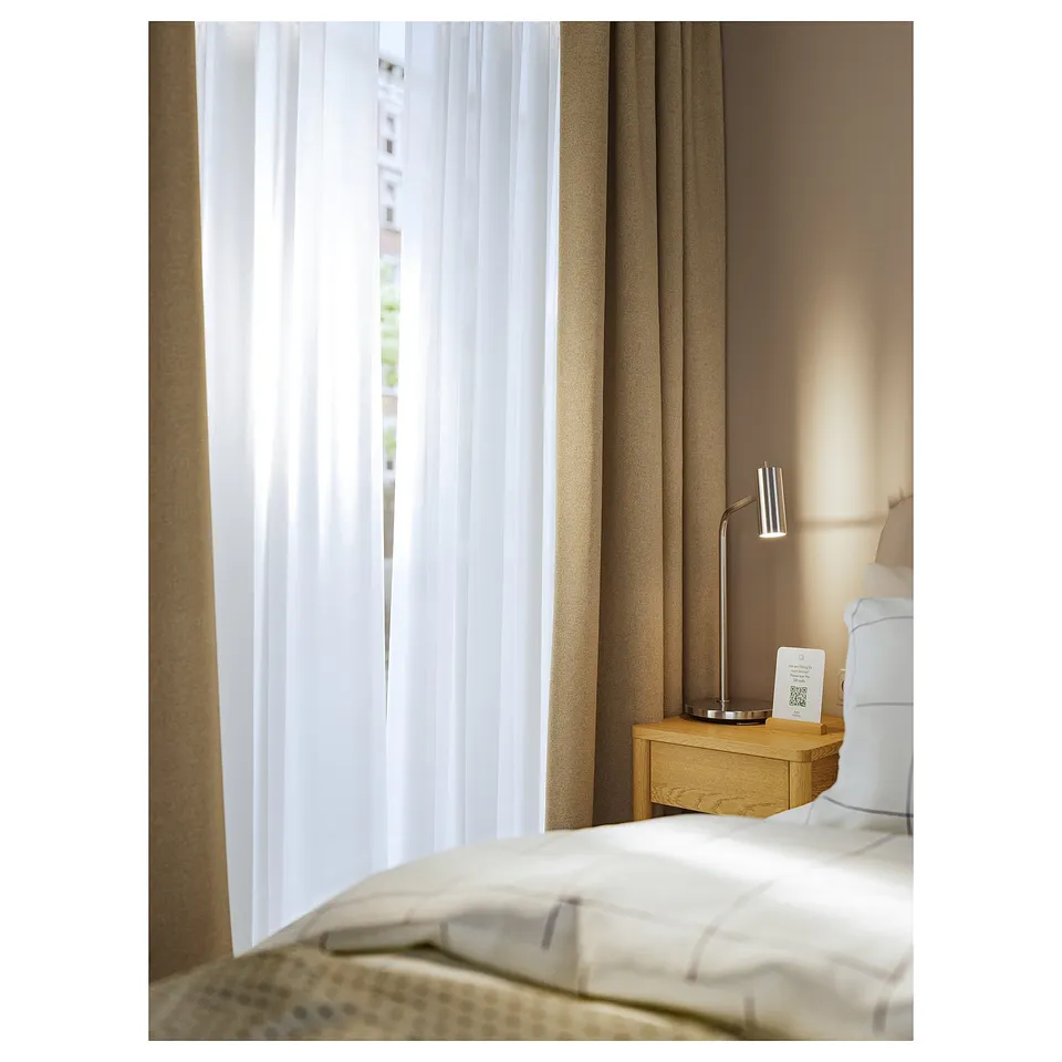 ROSENMANDEL Room darkening curtains, 1 pair, yellow-beige/with heading tape, 135x250 cm