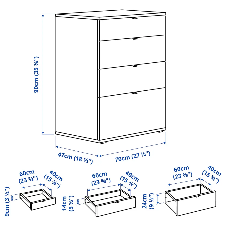 Illustration with measurements for the product: VIHALS.