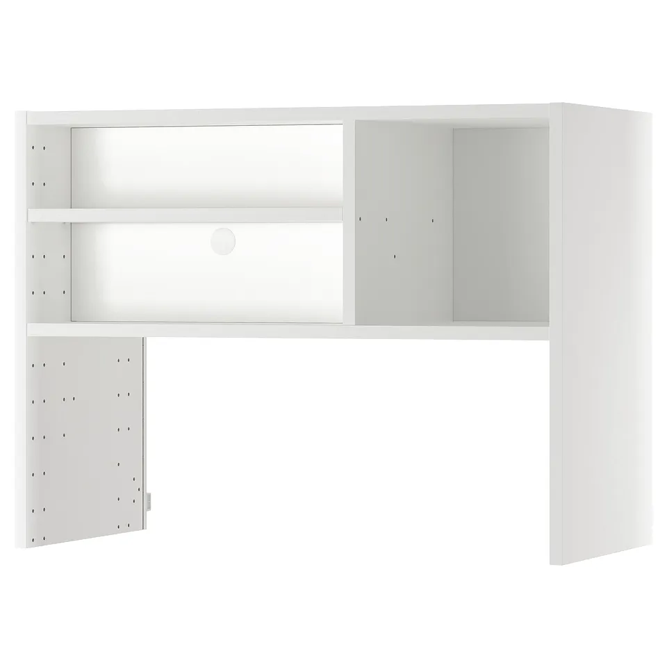 Product: METOD wall cabinet frame, colour: white, material: particleboard & melamine, shape: rectangular, design: open shelf & hidden storage.