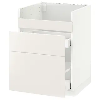METOD / MAXIMERA base cb f HAVSEN snk/3 frnts/2 drws, white/Veddinge white, 60x60x80 cm