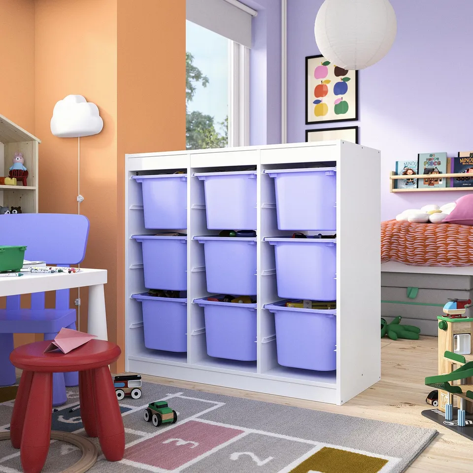 TROFAST Storage combination with boxes, room divider/white lilac, 99x44x95 cm