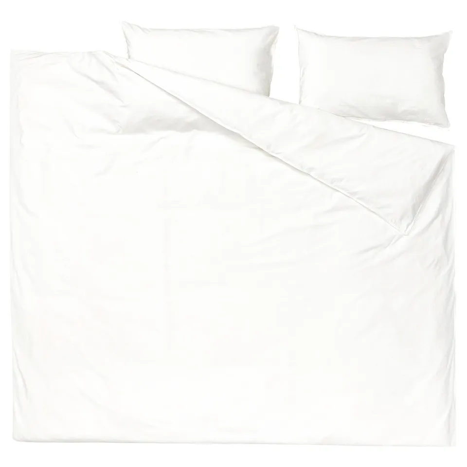 ÄNGSLILJA white bedding set, includes duvet and pillows. Soft, washed cotton, minimalist design.