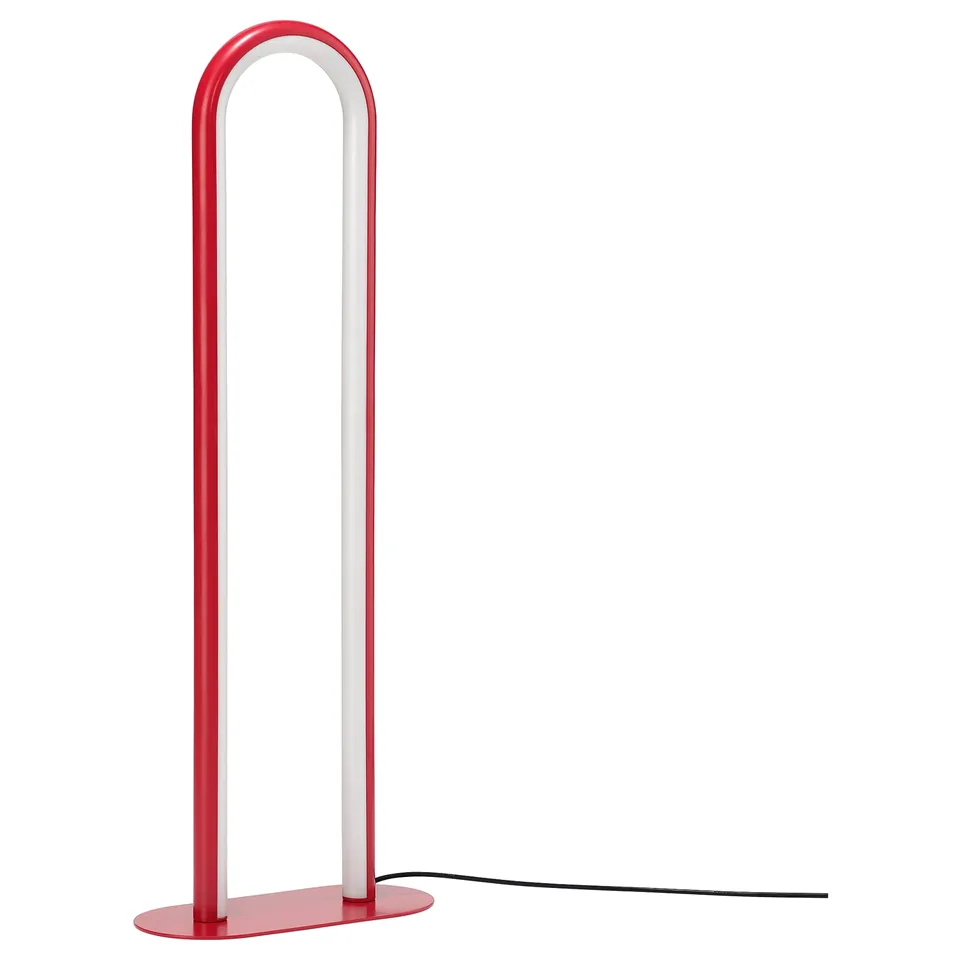 SOLVINDEN red lamp, sleek, u-shape, modern, standing, red abs plastic base.