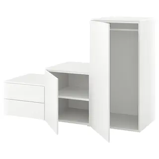 PLATSA wardrobe with 2 doors+2 drawers, white/Fonnes white, 180x57x123 cm