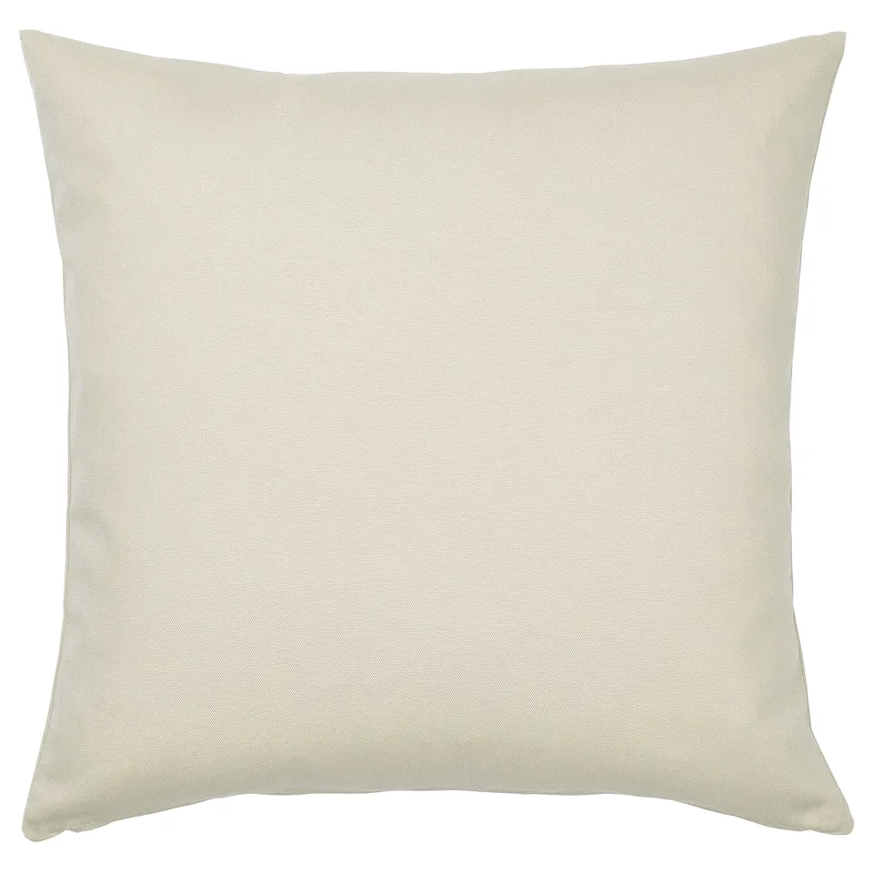 Hjartero cushion, beige. Square, textured, indoor/outdoor use. Made from recycled polyester.