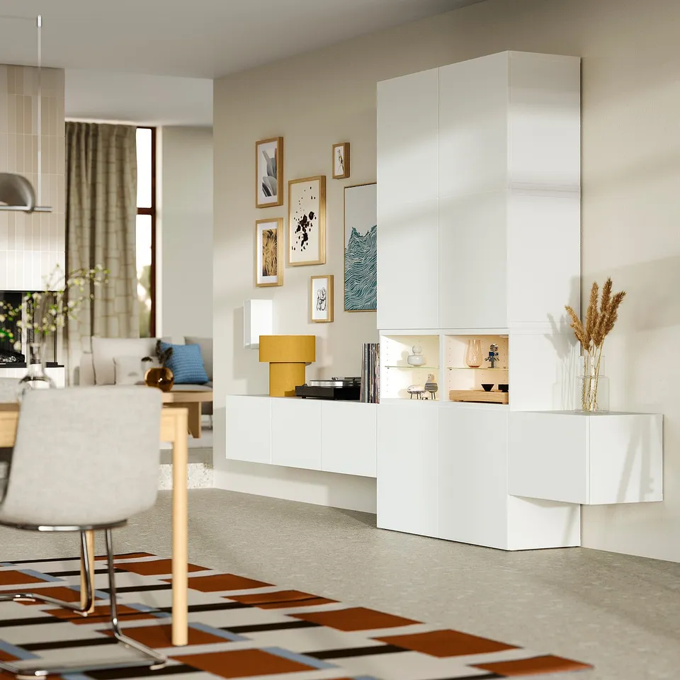 BESTÅ Media storage combination, white/Lappviken white, 360x42x231 cm