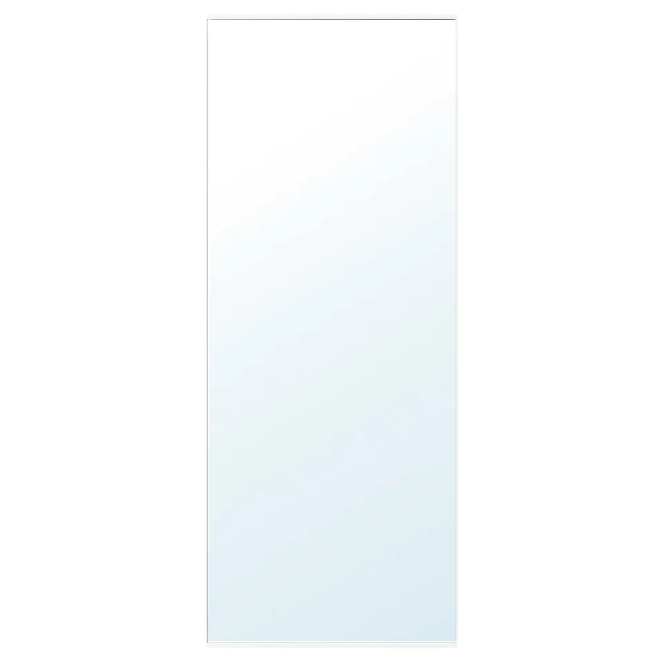 ENHET mirror: rectangle, white border, glass, fits bathroom decor, reflects light.