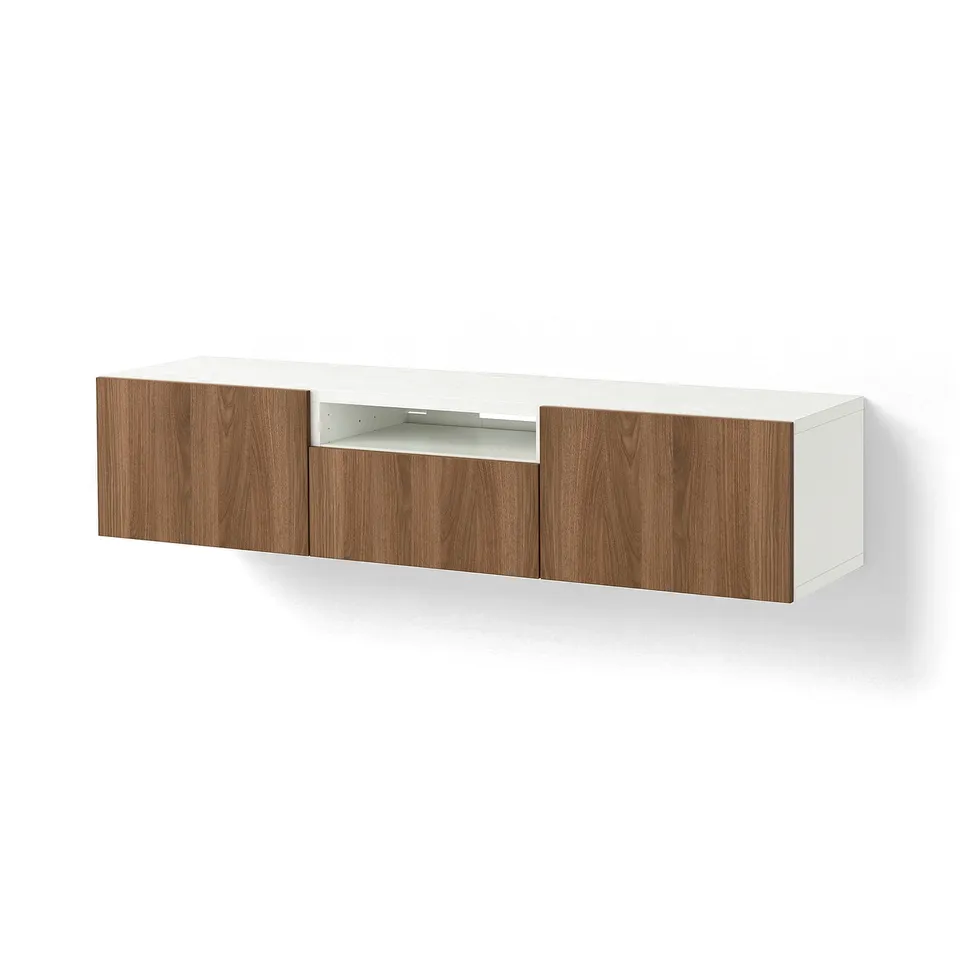 BESTÅ TV bench, white Lappviken/brown walnut effect, 180x42x39 cm