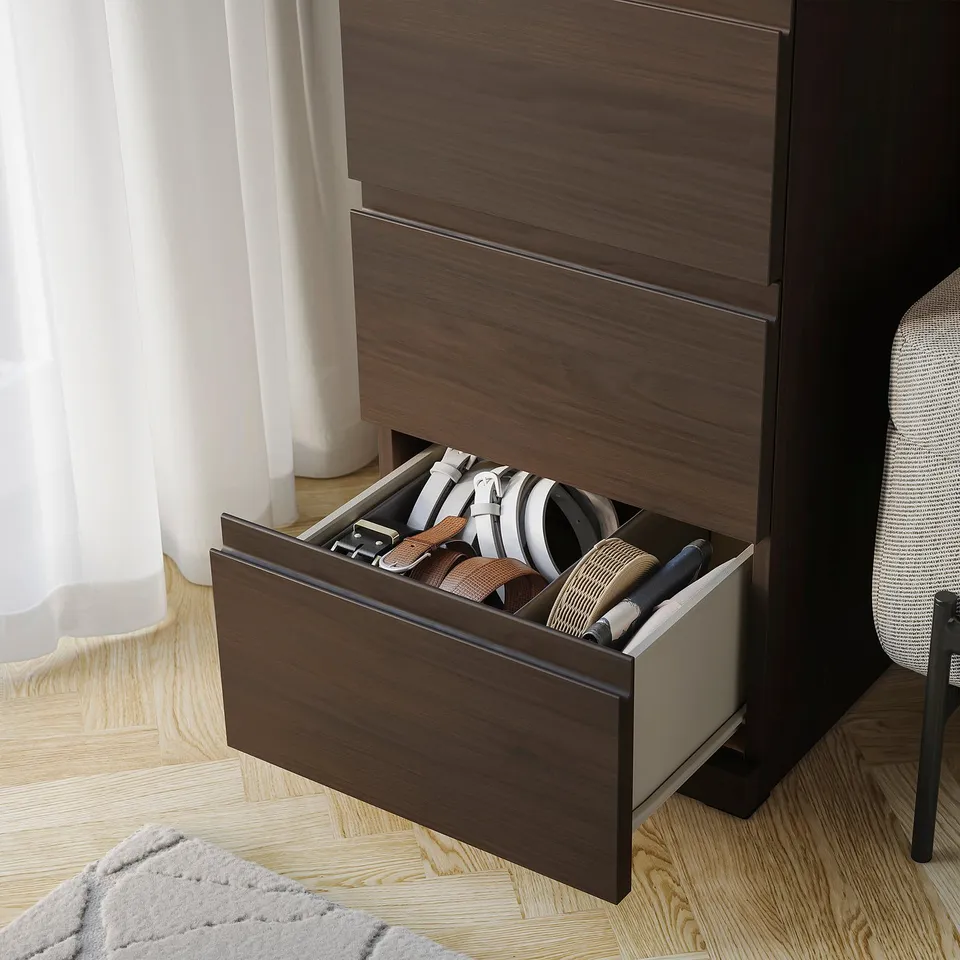 STORKLINTA Chest of 5 drawers, dark brown/oak effect, 40x50x120 cm