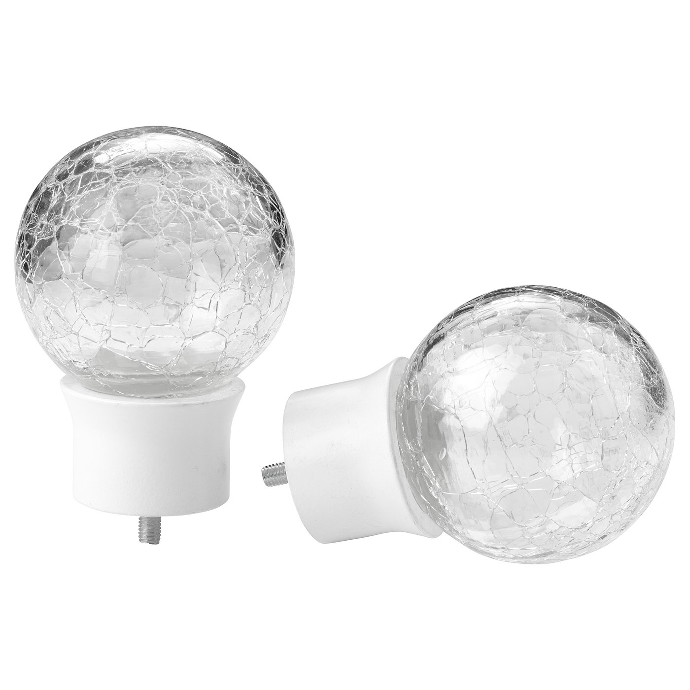 INSEKTSMAL finials, 1 pair, white/glass