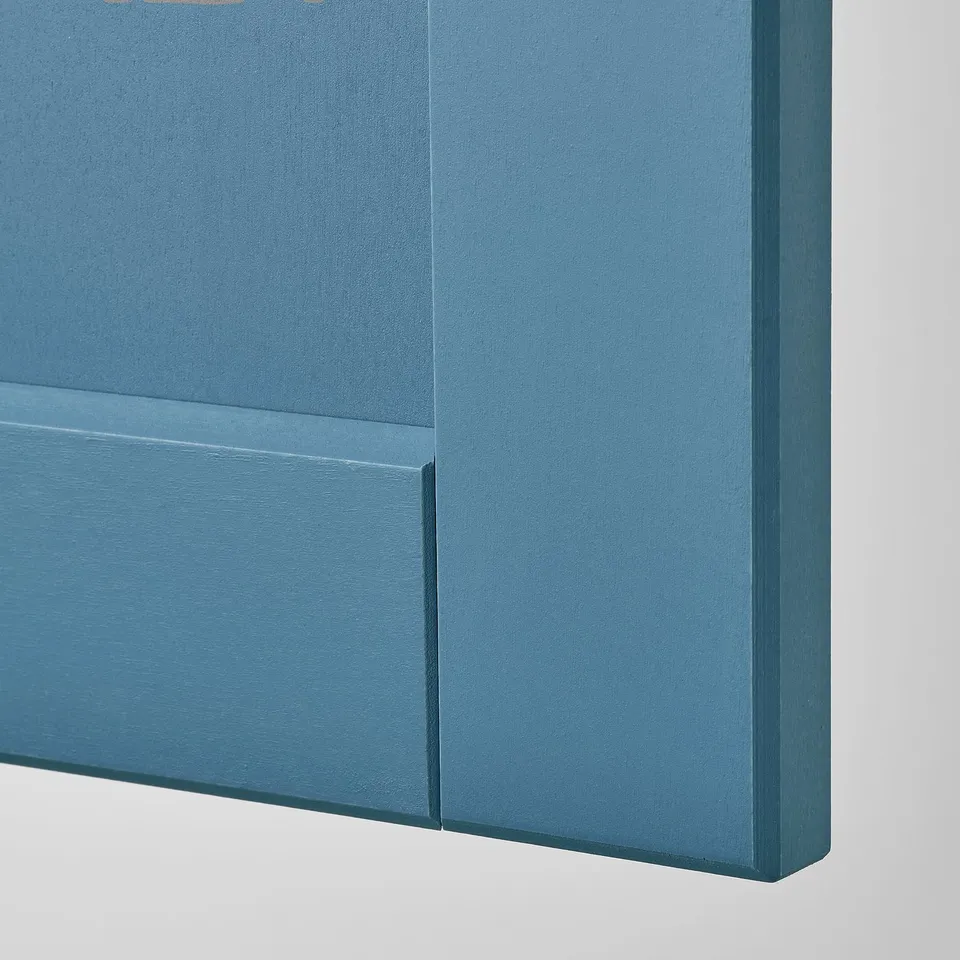 METOD High cabinet f built-in appliances, white/Lerhyttan blue, 60x60x220 cm