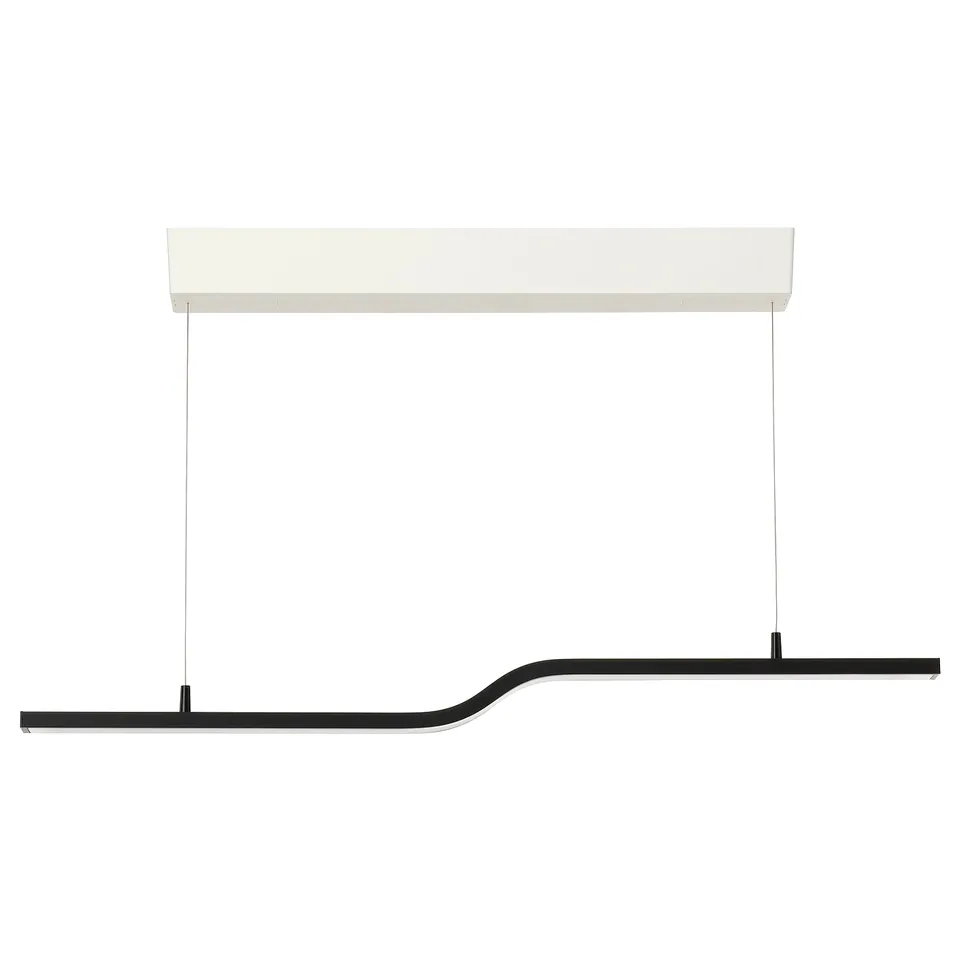 PILSKOTT lamp, sleek black, modern curved shape, led lighting, wireless dimmer.