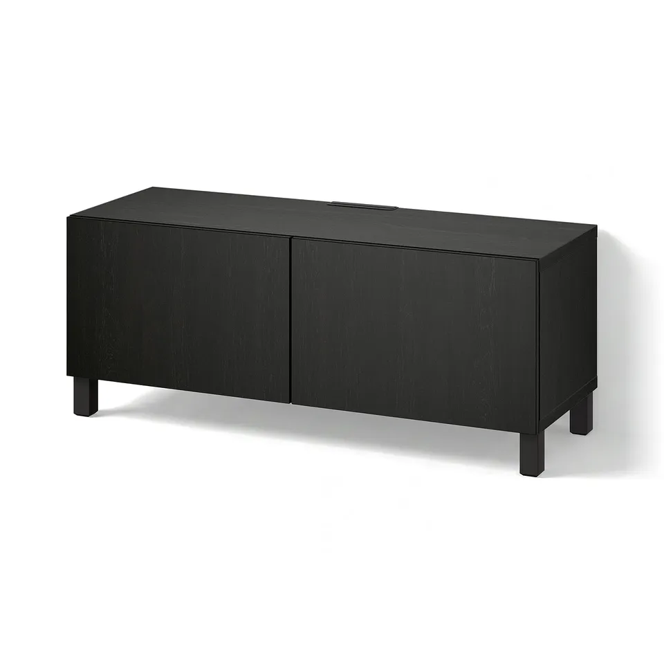 BESTÅ TV bench with doors, black-brown/Lappviken/Stubbarp black-brown, 120x42x48 cm