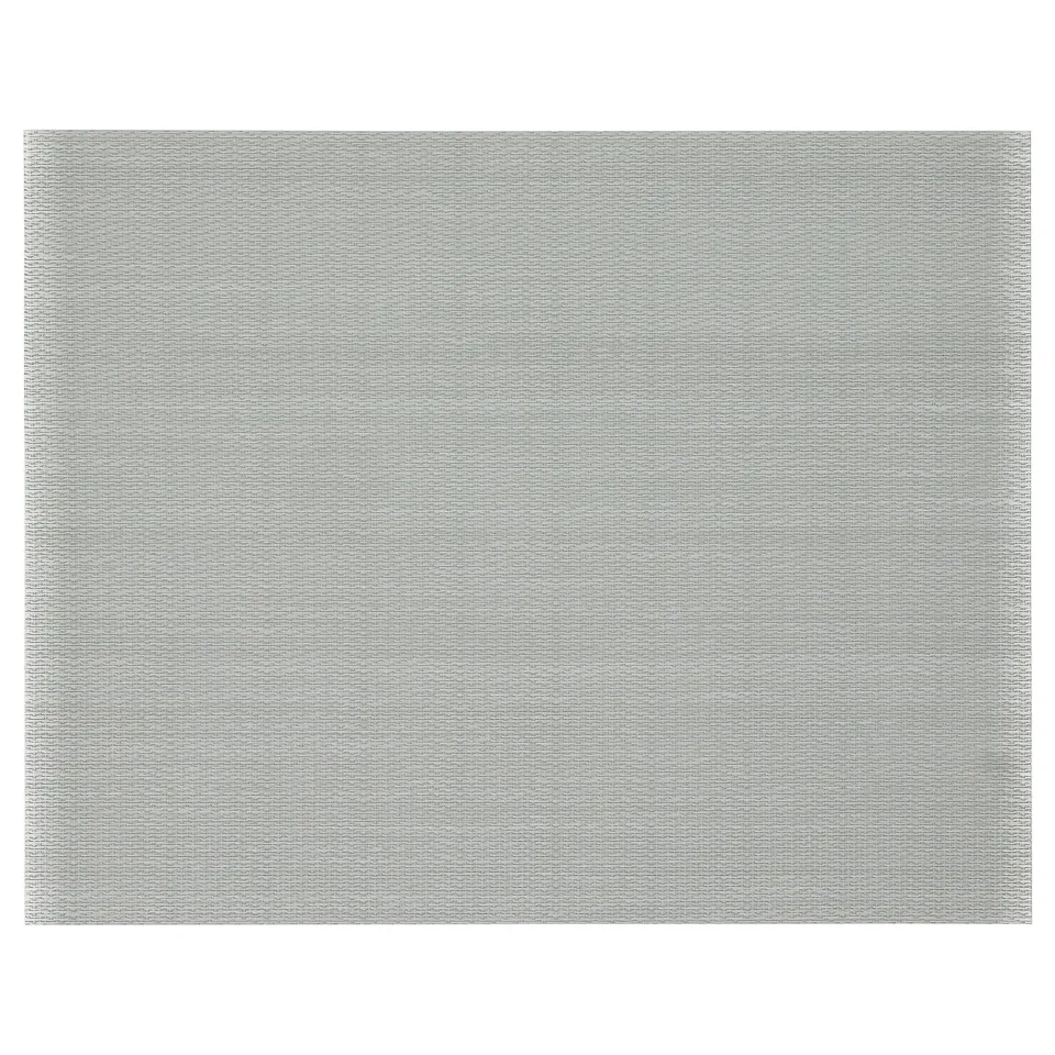 FLYGFISK place mats, grey, woven plastic, rectangular, neutral design.