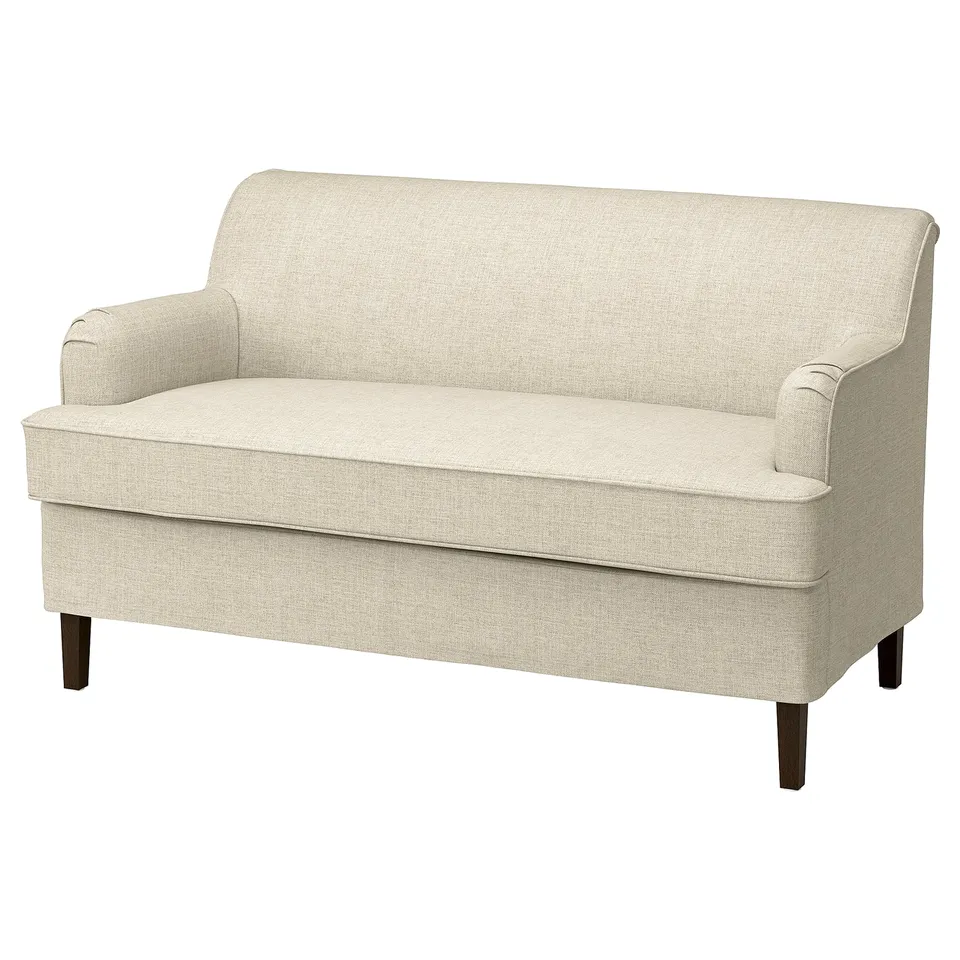 ROCKSJÖN sofa, beige, fabric, curved design, 10-yr guarantee.
