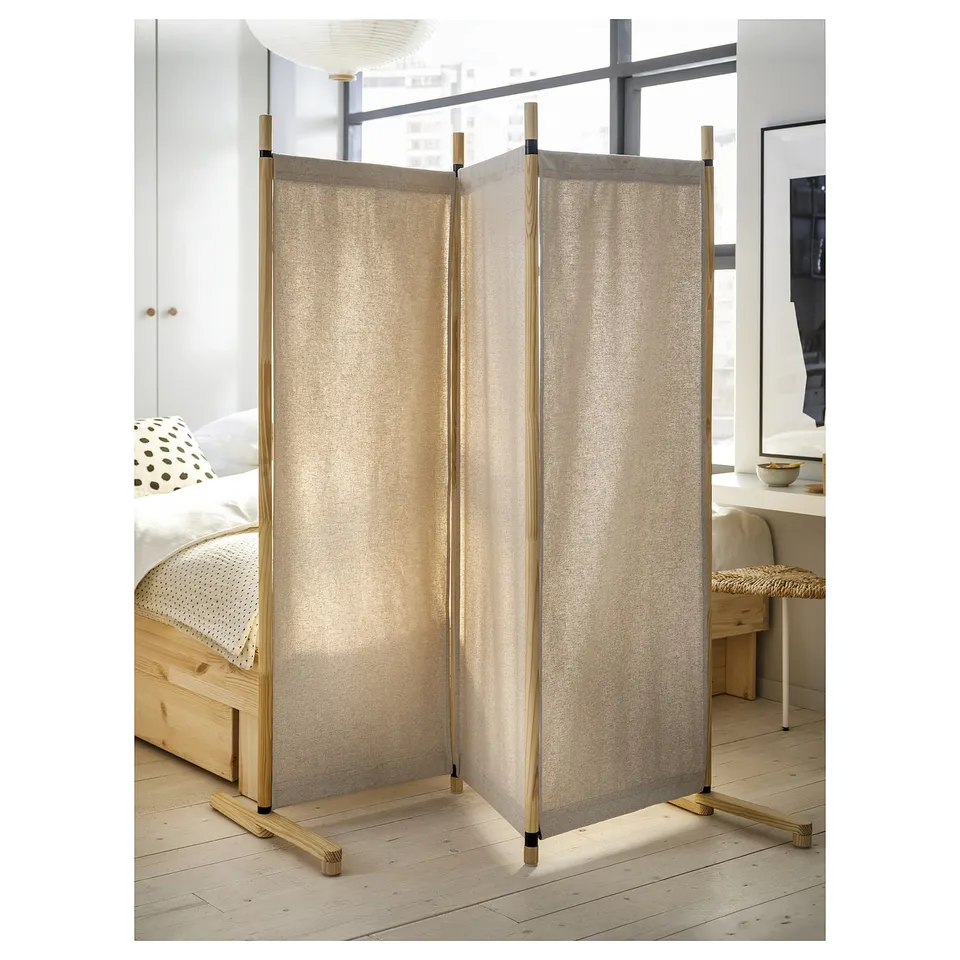 GLAMBERGET Bedroom furniture, set of 2, pine/Katorp beige, 80-160x200 cm