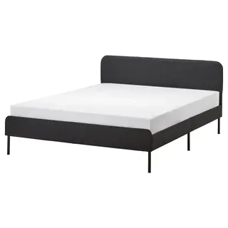SLATTUM upholstered bed frame, Vissle dark grey, 160x200 cm