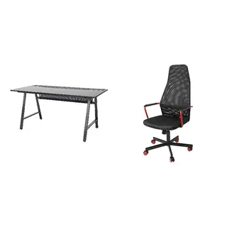 HUVUDSPELARE/UTESPELARE set: gaming desk + gaming chair, black, 160x80 cm