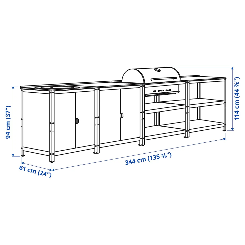 Illustration with measurements for the product: GRILLSKÄR.