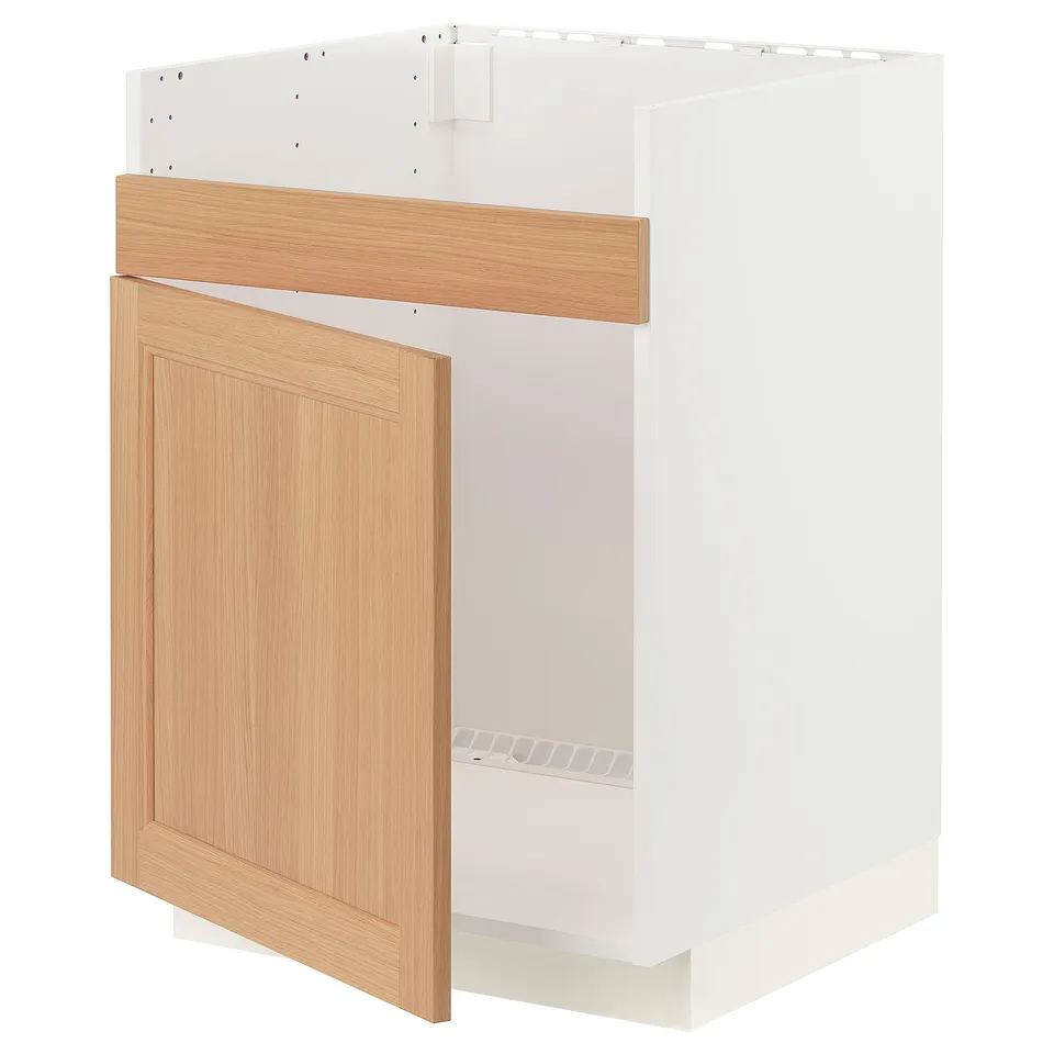METOD kitchen cabinet, white, oak wood, rectangular.