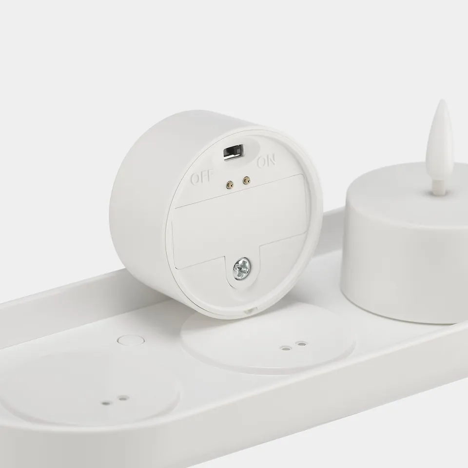 SKATGÅS LED tealight kit, with charging tray white