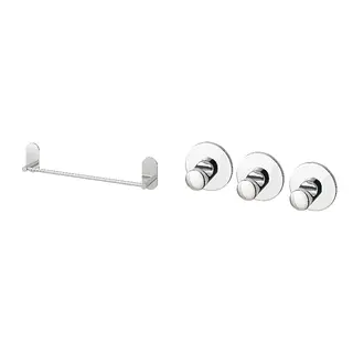 SKOGHALL set: towel rail, self-adhesive + hook, self-adhesive, chrome-plated, 43x6 cm