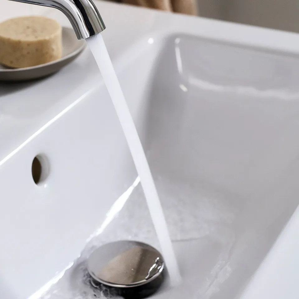 SALLSJÖN Bathroom mixer tap top lever, black, M