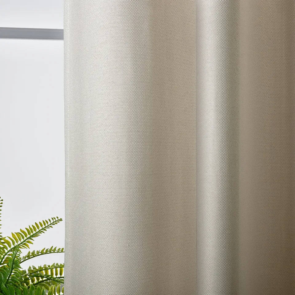 ANNAKAJSA Room darkening curtains, 1 pair, white/with heading tape, 145x300 cm
